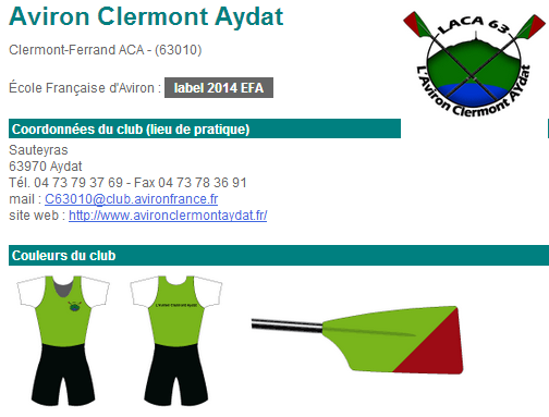 Aviron Clermont Aydat, les couleurs